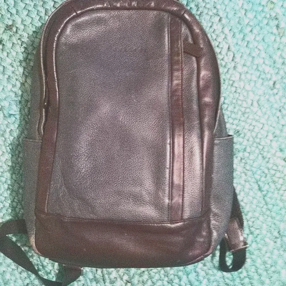 Genuine Leather Coach Backpack Blue with Black accents - Picture 1 of 4